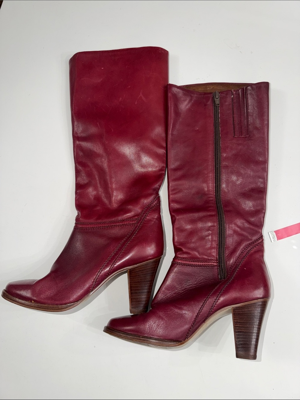 Thom McAn Vintage Women's Burgundy Leather Boots. Retro, 70’s.